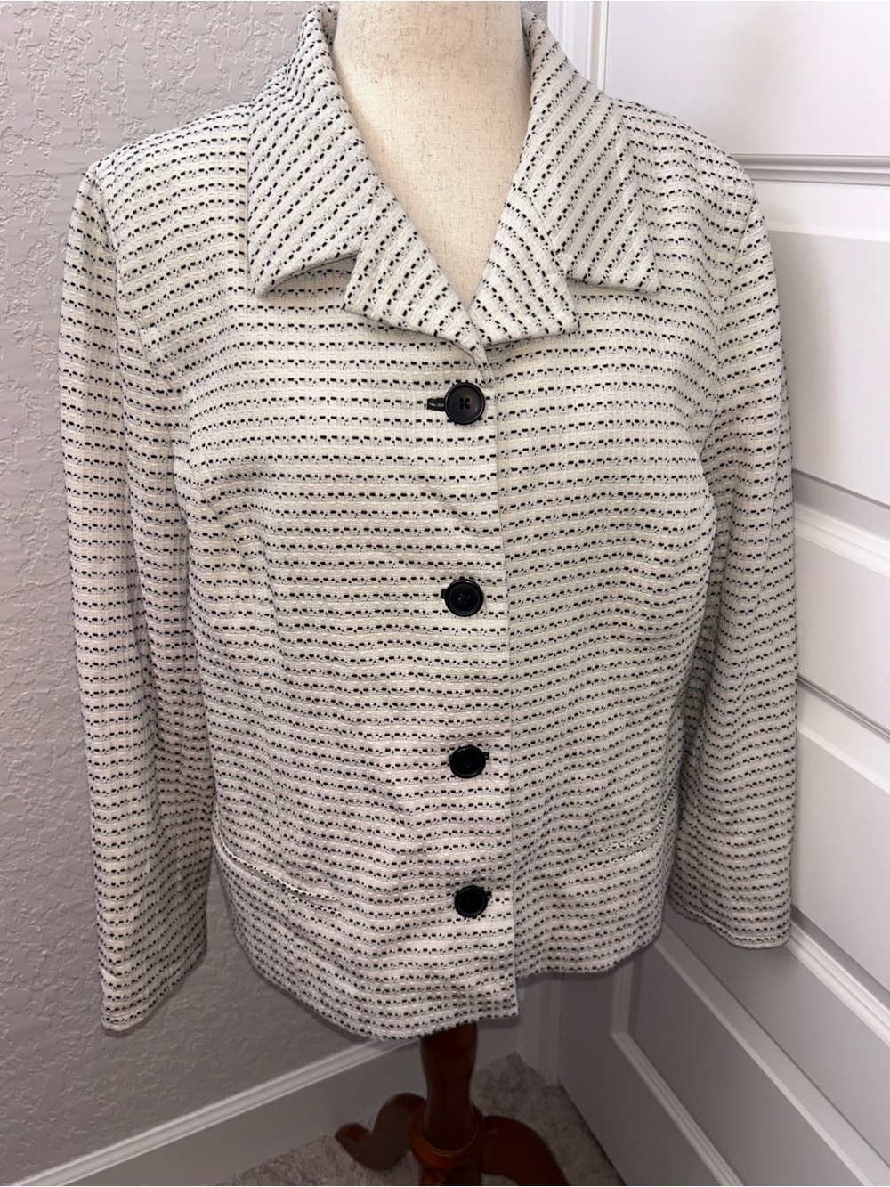 Vintage Chico’s Marled Cotton Blend Button Front Blazer Jacket Chicos